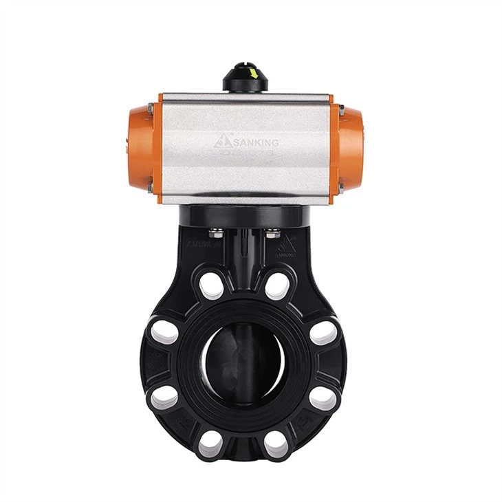 Pneumatic actuated pvc butterfly valve wafer type 4